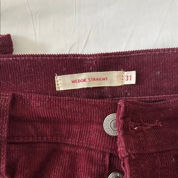 Levi's Red Slim Corduroy Pants - Picture 2 of 4
